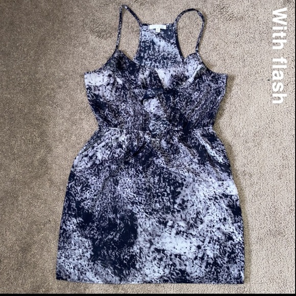 Lush black & grey spotted like patterned, spaghetti strap vacation dress, Large - Picture 2 of 13